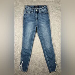 Judy Blue Jeans Womens Size 1/25 Skinny Fit High Rise Raw Cut Out Hem JB88459